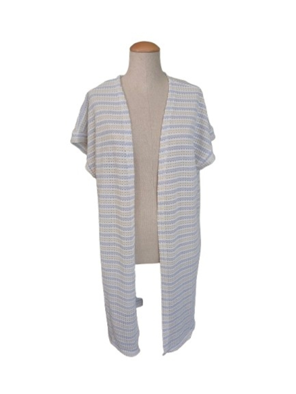 HEIMISH USA Cream, Light Blue and White Open-Front Knit Cardigan